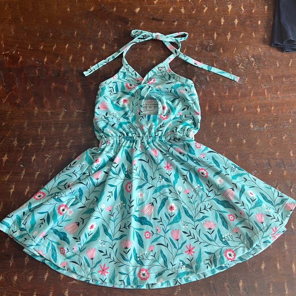 Baileys Blossoms brand floral halter dress with front cut out